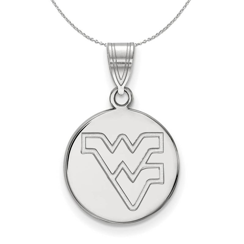 Sterling Silver West Virginia U. Medium Disc Necklace - 24 In